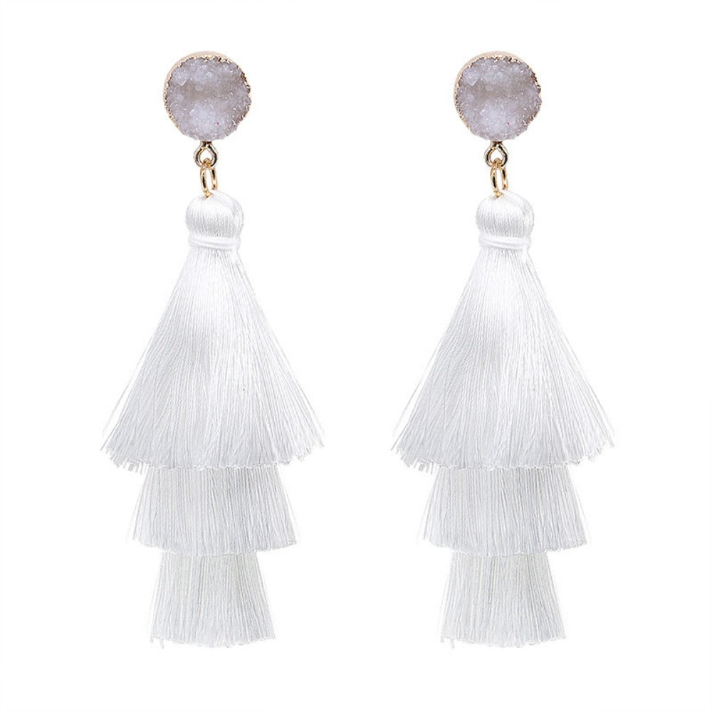 Wholesale Retro Geometric Beach Holiday Exaggerated Rattan Earrings